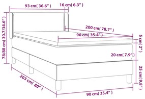 Giroletto a Molle con Materasso Grigio Scuro 90x200 cm Tessuto