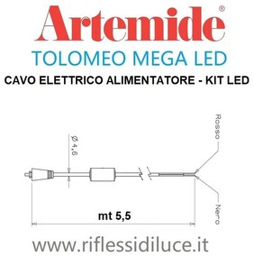 Artemide cavo elettrico con jack ricambio Tolomeo mega led dimmer in testa