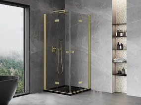 Mexen Mist-F Duo cabina doccia pieghevole 90 x 90 cm, trasparente, oro spazzolato - 8A6-090L-090P-55-00