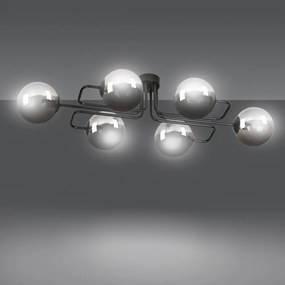 Lampadario da soffitto BRENDI 6 in acciaio e vetro 6xE14 Colore del corpo Grafite