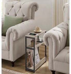 Tavolino d'appoggio con presa elettrica integrata e porte USB ROD marrone/nero