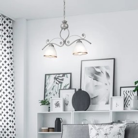 Lampadario a sospensione con catena RETRO 2xE27/60W/230V argento