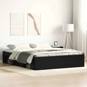 Giroletto Senza Materasso Rovere Nero 160x200 Cm Truciolato /