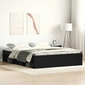 Giroletto Senza Materasso Rovere Nero 160x200 Cm Truciolato /
