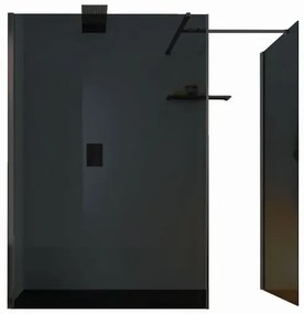 Box doccia walk-in Wens, vetro fumè 6 mm, 66-68 -H 200 cm, profilo nero