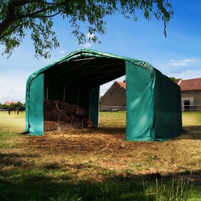 TOOLPORT Tenda agricola 6x6m, verde scuro, Telo in PVC, fissaggio per terreno - (6678176)
