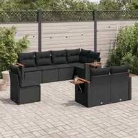 Set Divani da Giardino con Cuscini 8 pz Nero in Polyrattan 3259402