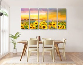 Quadri 5 pezzi – Campo di girasoli