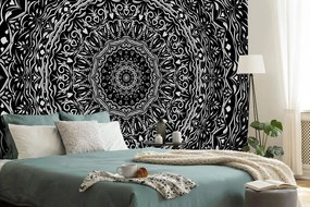 Carta da parati – Mandala in stile vintage in bianco e nero