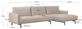 Kave Home - Divano Galene 4 posti con chaise longue destro beige 314 cm