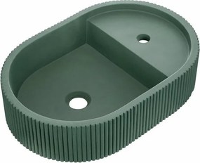 Lavabo da appoggio ALBA HOMESIGHT ovale in calcestruzzo L 55 x H 12 x P 36.5 cm verde piletta non inclusa