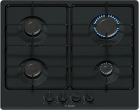 Bosch Serie 4 PGP6B6K80 Piano Cottura a Gas 60 cm 4 Fuochi Acciaio Nero