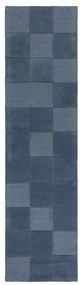 Passatoia in lana blu scuro tessuta a mano 60x230 cm Checkerboard - Flair Rugs