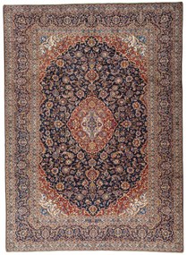 Kashan Tappeto 410 x 300 Blu (Iran) Annodato A Mano