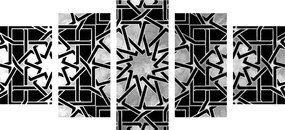 Quadri 5 pezzi – Mosaico orientale in bianco e nero