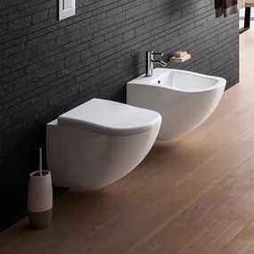 Coppia Di Sanitari Sospesi Ceramica Cielo "Fluid" Bianco Lucido