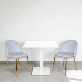 Sedia da pranzo in velluto Grigio Perla con gambe in metallo Oro - PARIS 2 sedie