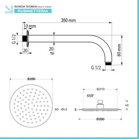 Set doccia incasso con braccio soffione slim e kit doccino acciaio cromo Dalila