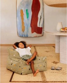 Pouf a sacco per bambini verde con rivestimento in bouclé e ciniglia Terrazzo Chair – Wigiwama