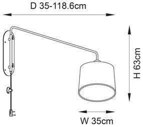 Endon 79380 - Lampada da parete CARLSON 1xE27/40W/230V grigia/nera