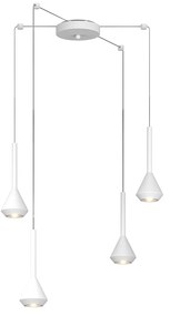 Lampadario Moderno Aygo Metallo Bianco 4 Luci Gu10