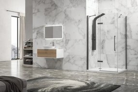 Kamalu - Box doccia 70x140 telaio gun metal porta battente laterale fisso 70cm | KT5000GM