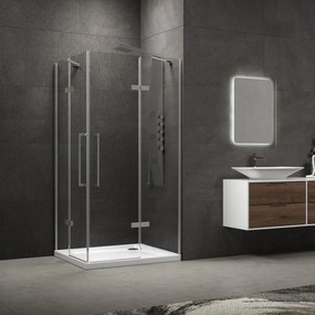 Kamalu - Box doccia porte battenti 100x110 finitura in acciaio spazzolato | KT1000AS