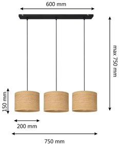 Lampadario a sospensione con filo ALBA 3xE27/15W/230V marrone/nero