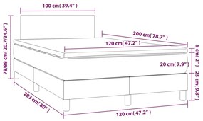 Giroletto a Molle con Materasso Nero 120x200 cm in Tessuto