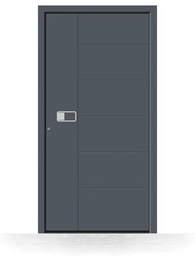 Portoncini in alluminio, grigio antracite RAL 7016, 700 x 1900 mm, Schüco, modello Giugliano in Campania, configura individualmente