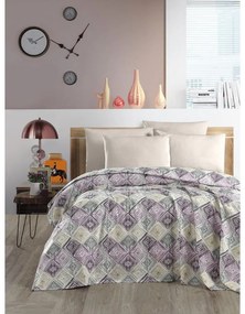 Copriletto in cotone viola e crema 200x230 cm Pique - Mila Home