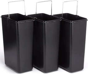 Cestino per la spazzatura color argento opaco in acciaio per raccolta differenziata/con pedale 3x8 l Tri Selectif – MSV