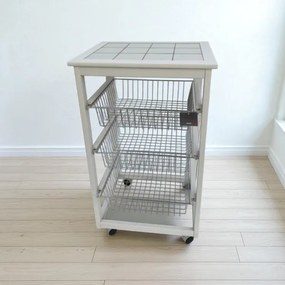 Carrello da cucina portafrutta con 3 cestelli senza base LACCATO BIANCO