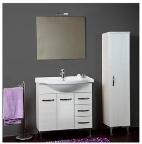 Mobile bagno 85 cm con lavabo, specchio e colonna bianco portuna - Claudia 93826