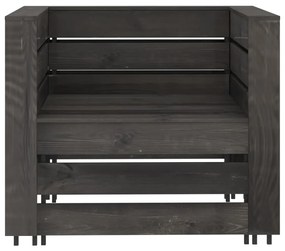 Set Salotto da Giardino 6 pz in Legno di Pino Impregnato Grigio