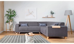 Divano angolare grigio allungabile e con contenitore (con penisola a destra/a L) Classy Sophie – Miuform