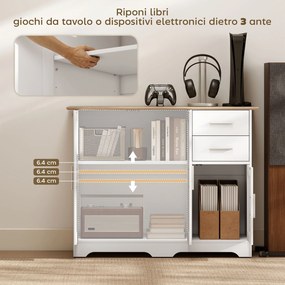 Credenza Moderna Buffet 100x40x78 cm con 2 Cassetti e 2 Armadietti in Legno Bianco e color Legno...