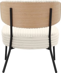 Poltrona in velluto a coste color crema con poggiapiedi Jerry - Støraa