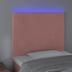 Testiera a led rosa 90x5x118/128 cm in velluto