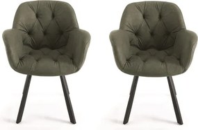 Sedia da soggiorno in ecopelle Verde gambe metallo CELIA Set 2 pz