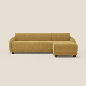 Giglio divano letto angolare con materasso alto 18 cm e penisola contenitore in morbido bouclé impermeabile T07 giallo