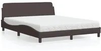 Letto con Materasso Marrone Scuro 160x200cm Tessuto 3208427