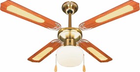 Ventilatore da Soffitto con 4 Pale e Lampada Ø106cm 3 Velocità Kooper Windy Marrone...