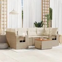 Set Divani da Giardino 7 pz con Cuscini Beige in Polyrattan 3224462