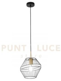 Lampadario a sospensione kiko nera e oro 1 luce attacco e27 25x25x1...