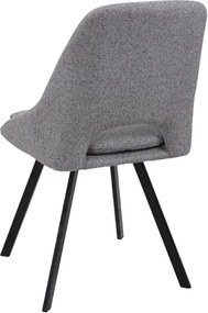 Sedia LINDA rivestita in tessuto grigio chiaro cuscino sfoderabile