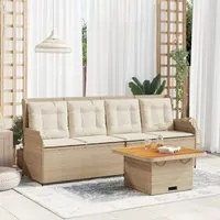 Set Divani da Giardino 3 pz con Cuscini in Polyrattan Beige 3262104