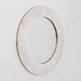 Specchio da Parete Rotondo in Legno di Mango Baryne Legno Bianco - Sklum