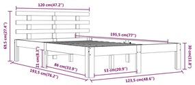 Giroletto Bianco in Legno Massello 120x190 cm Small Double