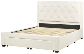 Letto matrimoniale con contenitore velluto crema chiaro 160 x 200 cm LIEVIN Beliani